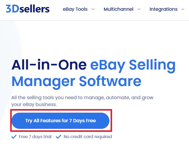 3dsellers Free Trial Plan